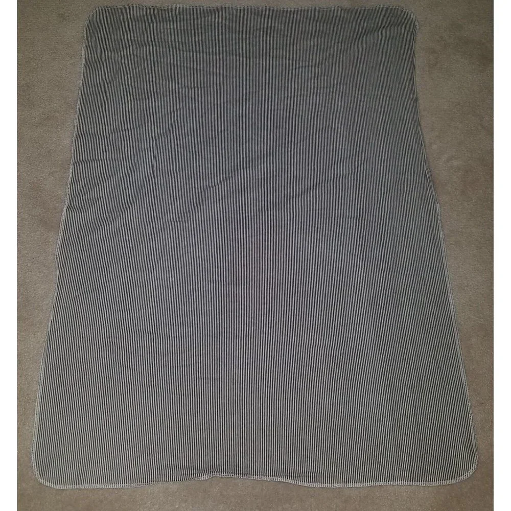 Carter's Gray White Striped Receiving Blanket Lovey Security Flannel 100% Cotton